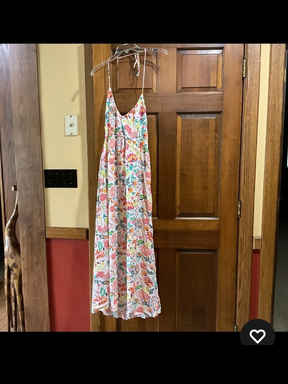 Old Navy White Halter Floral Maxi Dress with Teal & Coral Accents